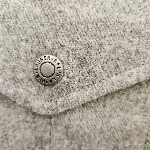 Lauren Ralph Lauren Shirt Jacket Gray Wool Blend Snap Closure Shacket Large - Picture 9 of 15
